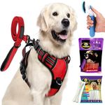 Doggo Bite Premium Reflective Dog Vest Harness| Soft Breathable| Padded Handle| Adjustable Straps & Dual Lock Buckle| No-Choke Design with Free Leash-22mm Chest (28-35 inch) All Giant Breeds 35-60Kg