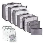 Packing Cubes for Suitcase 10 Sizes Suitcase Organizer Bags 10 Pcs (Gray)