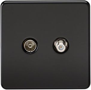 Knightsbridge SF0140MB (Isolated) Screwless Sat Tv Outlet, Matt Black