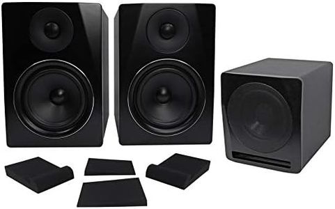 Rockville 2 APM6B 6" Powered Studio Monitors+Active 10" Subwoofer+Foam Pads