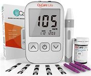 Oh’Care Lite Blood Sugar Test Kit – Blood Glucose Meter with Strips and Lancets, Lancing Device, Log, and Case - One Touch Eject Glucometer (50 Strips & 50 Lancets)