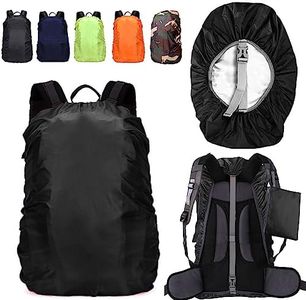 LingTu 20-80L Waterproof Backpack Rain Cover with Storage Pouch and Adjustable Buckle Strap for Traveling Outdoor Hiking Camping (Black, 65-80L Backpack Cover)