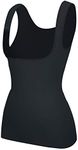 EUYZOU Women's Underbust Shapewear Tank Tops - Seamless Tummy Control Compression Camisole Tops Slimming Tank, Black, Large