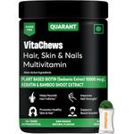 QUARANT VitaChews Hair, Skin & Nails Multivitamin Sugar Free Gummies with Biotin (Plant Based), Keratin, Bamboo Shoot Extract & 16 Nutrients for Men & Women, 30 Days Pack, Raw Mango Natural Flavour