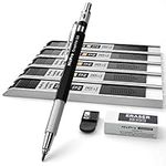 Nicpro 2.0 mm Mechanical Pencil Set, Artist Metal Lead Holder Metal Marker Carpenter pencils with 60 Graphite Lead Refill HB, 2H, 4H, 2B, 4B, Eraser, Sharpener for Draft Drawing, Writing Art Sketching