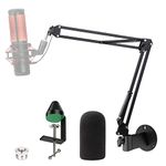 Wall Mount QuadCast Boom Arm Stand with Mic Cover Foam and Table Mount Clamp, Microphone Stands and Holders Compatible with HyperX QuadCast S Mic by YOUSHARES