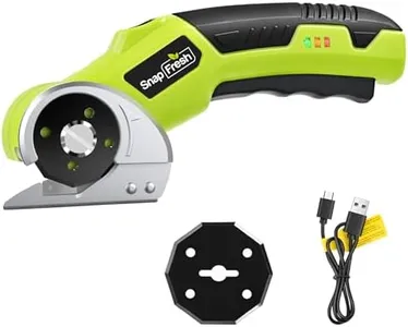 SnapFresh 4V Electric Cardboard Cutter – Cordless Rotary Scissors with LED Light, 240 RPM,2.0Ah Battery,Self-Sharpening Blade for Carpet, Leather & Plastic (2 Blades)