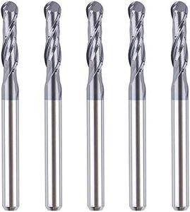 SpeTool 5Pcs Ball Nose Router Bits 1/8" Cutting Diameter Milling Tool HRC55, 1/8" Shank Up Cut Spiral CNC Tool