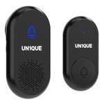 UN1QUE Wireless Door Bell for Home - Small Calling Bell for Office, 1000ft Long Range with 60 Chimes, 100dB Louder Volume, 5 Level Volume(With Mute), LED Light, Info Board Design, IP55 Waterproof U450