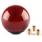 Top10 Racing Carbon Fiber Style Gear Shift Knob Universal Shifter Knobs with 3 Adapters Stick Shifter Round Ball Red