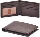 Wise Owl Accessories Men's Real Leather Bifold Wallet RFID Blocking Slim Minimalist Front Pocket - Thin & Stylish with Id Window (Nappa, Chocolate)