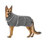 Tuff Pupper Fast Drying Dog Bath Robe | 800 GSM Plush Dog Towel Bathrobe/Dressing Gown | Super Absorbent Pet/Puppy Bathrobe | Adjustable Hood & Belly Strap | Super Soft | Fast Drying (XXXL, Gray)