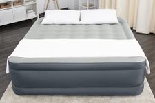 SLEEPLUX King Air Mattress Extra Durable Non-Leak Tough Guard Material 22" Raised Airbed with Built in Pump + USB Charger (80" 72"x22") Grey