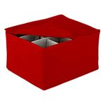 LAMINET Quilted Stemware Storage Case - Holds Up To 12 Glasses - Padded Inserts - (Red)