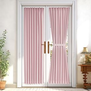 Vatge Pink French Door Curtains - No Drill Door Window Curtains for Privacy, Sidelight Curtains for Front Door, 1 Panel, W25 x L72, Baby Pink