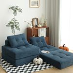 Free Combination Convertible Folding Sofa Bed, Armless Foam Floor Sofa, Sleeper Floor Couch for Living Room and Bedroom Sleeper Chair with Pillow (Navy)