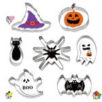 SULOLI Halloween Cookie Cutters,10 Pieces Halloween Biscuit Cutters Stainless Ghost Pumpkin Cookies Cutters for Baking