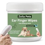 Zoila Pets Dog Ear Wipes & Cat Ear Cleaner – Ear Wipes for Dogs, Cat Ear Wipes, Gentle Dog Ear Cleaning Wipes Remove Wax, Dirt & Odor, No-Rinse Ear Care (Unscented)