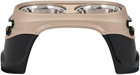 Petmate Easy Reach Pet Diner Elevated Dog Bowls 2 Sizes 2 Polished Colors, Black/Pearl Tan, Large (23479), Made in USA