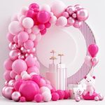 NISOCY 124Pcs Pink Balloons Garland Arch Kit, 18In 12In 10In 5In Different Size Hot Pink Metallic Pink for Engagement, Wedding, Birthday, Baby Shower, Princess Theme Valentine's Decorations,CP268