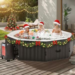 NAIZEA Inflatable Hot Tub - Outdoor Hot Tubs 4 to 6 Person, Portable Blow Up Spa Square Portable Hot Tub, 130 Soothing Bubble Air Jets, Cover, 2 Filter, 240 Gallon,77x77x25 in
