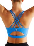 RUNNING GIRL Sports Bras for Women,Strappy Back Workout Bras Padded Supportive Blue Sports Bra Plue Size(WX2354Bright Blue,3XL)