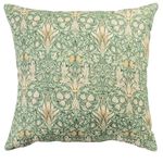 Linen Loft William Morris Snakeshead Cushion Cover in Green. Traditional Floral Motif and Botanical Design. 17x17 Square Cover Only