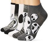 Disney Women's Nightmare Before Christmas 5 Pack No Show Casual Sock, Black/White Multi, Black/White, 9-11