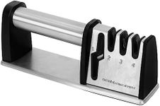 Belle Vous 4-in-1 Manual Knife Sharpener - 4 Stage Manual Sharpener Accessory - Diamond, Tungsten, Ceramic & Carbide Sharpeners for Straight Knives or Scissors - Repair/Polish