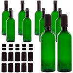 Cornucopia Plastic Wine Bottles (10-Pack, Green); Empty PLASTIC Bordeaux-Style Wine Bottles with Screw Caps and Seals