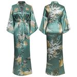 DiaryLook Ladies Kimono Dressing Gowns for Women Long Kimono Robes Satin Long Bridesmaid Robes Floral