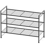 SimpleHouseware 3-Tier Stackable Wired Grid Shoe Racks with Shelves for Storage Organizer, Black