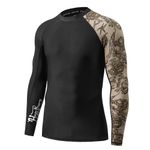 HUGE SPORTS Men's Splice UV Sun Protection UPF 50+ Skins Rash Guard (Sea Forest, S)