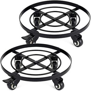 Patio Plant Trivet with Wheels | Outdoor Plant Stand with Wheels | Rolling Plant Stand with Casters Heavy Duty (44lbs Capacity) | Plant Dolly with Wheels | Modern Plant Stand Caddy (Set 2)