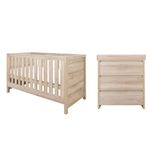 Tutti Bambini Modena Nursery Furniture Set (2 Piece) | Convertible Baby Cot Bed and Chest of Drawers Changer | Solid Wood Furniture (Oak)