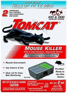 Tomcat Mouse Killer Disposable Station for Indoor/Outdoor Use - Child & Dog Resistant, 2 Stations with 1 Bait Each