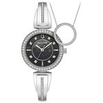 Bulova Ladies' Crystal SS Bracelet Black Dial Quartz Watch