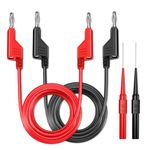 Cleqee Stackable Banana to Banana Plug Test Leads with Wire Piercing Probes Dual 4mm Banana Plug Multimeter Test Cable Insulated Puncture Probe for Automotive Electrical Testing