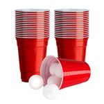 HiPPITY HOP The party collective Red Beer Pong Glasses with 1 Ball for Party Collective (Set of 30)