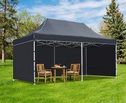 World of Wish® 20x10 ft/3x6 mtr (Heavy Duty,50 kg) Garden Pop Up Gazebo Canopy Tent with 3 Side Cover, Waterproof & UV Protection Outdoor Gazebo Tent, Heavy Duty Gazebo Tent (Black)