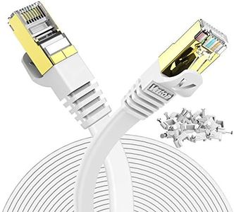 Veetop Cable Ethernet 20m, Cable Rj45 Cat 7 Plat haute vitesse avec connecteur RJ45 plaqué or, Cable Ethernet blindé Cable internet Haut Débit 10 Gb/s - 750 MHz