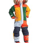 Kids Snow Suit One Piece Girls Boys Snowsuit Waterproof Windproof Outdoor Ski Jumpsuit Warm Winter Coat with Hood (6-7Years, Multicolor)