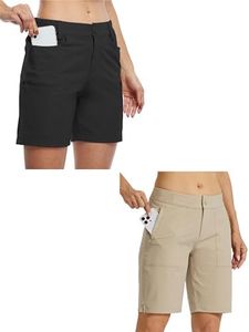 Willit Women's Shorts Hiking Cargo Shorts Black&Khaki L 12