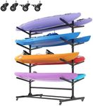 OPTYMIRA Freestanding Kayak Storage Rack for 8 Kayaks,Heavy Duty Kayak Holder with Wheels,Metal Kayak Stand Indoor Outdoor，Garage Storage Rack for Kayaks,Canoes,SUP,Paddle Board and Surfboards