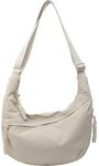Lyrovo Travel Crossbody Crescent Bags for Women Over Shoulder Purse with Zipper Half Moon Sling Bag & Waist Bag Unisex Chest Bag (Beige)