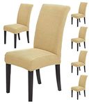 Styleys Dining Chair Cover Slipcovers, Jacquard Chair Seat Protector Removable Washable Spandex Kitchen Chair Covers for Dining Room, Set of 6, Parmesan, JLMC04