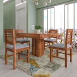 GM CRAFT Solid Sheesham Wood Dining Table 4 Seater with Chairs for Dining Room, Living Room - Natural Finish