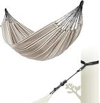 LA SIESTA® Flora Classic Cotton Hammock & TreeMount, Hammock & Tree Straps for Beams Posts - Indoor Outdoor Hammock, Large Patio Hammock Bed Portable Hammock, 2 Person Hammock - Double Hammock, Zebra