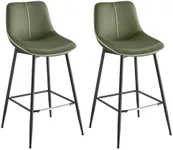 VASAGLE Bar Stools Set of 2, Bar Height Bar Stools with Back, Ergonomic Backrest, Synthetic Leather, Metal Legs, 28.7-Inch Tall Stools for Kitchen Island Home Bar, Forest Green ULBC888C01