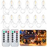 Retisee 2 Pcs Christmas Accessory Cord with 6 C7 LED Light Bulbs and Outlet 11.48 ft Christmas Village Light Accessory Cord with Remote Control for Christmas Village Houses Craft Decoration, White